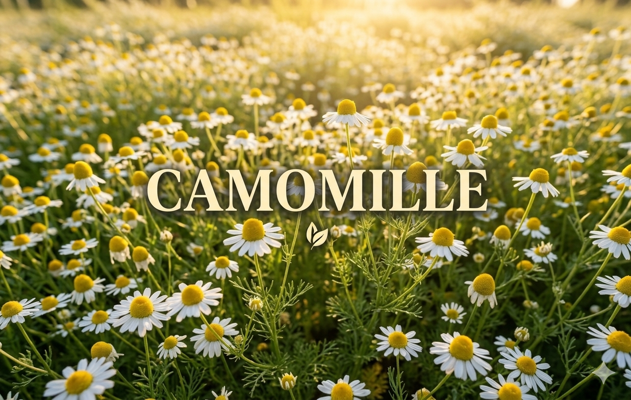 La camomille, alliée indispensable du sommeil et de la relaxation. Guide complet sur la récolte des fleurs et la préparation de tisanes naturelles apaisantes. Image